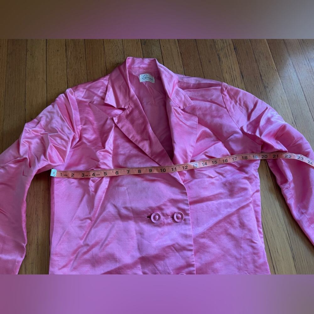 60s Vintage Pink Silk Double Breasted Blazer - Picture 4 of 7